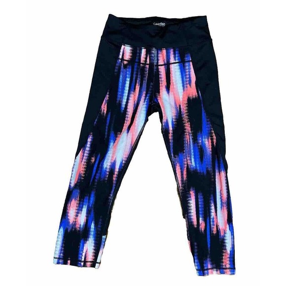 Calvin Klein Womens Performance Wick Tribeca Printed Cropped Leggings Size - Picture 3 of 9